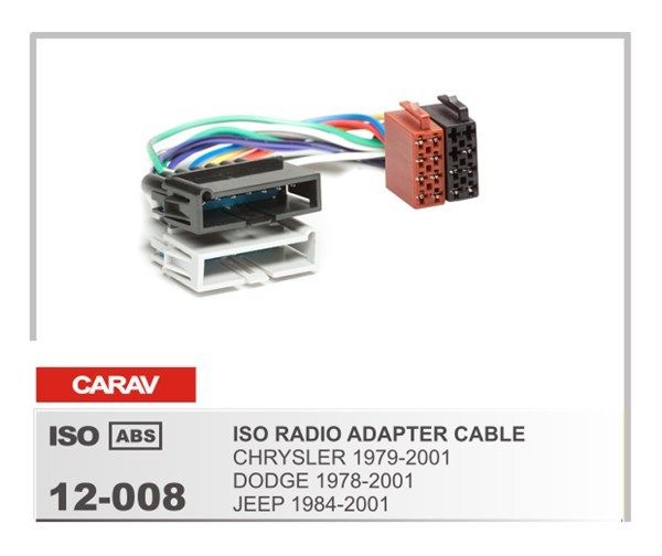 Radio Adapter for Chrysler 1979-2001//DODGE 1978-2001//JEEP 1984-2001 CARAV 12-008 ISO Adapter Cable
